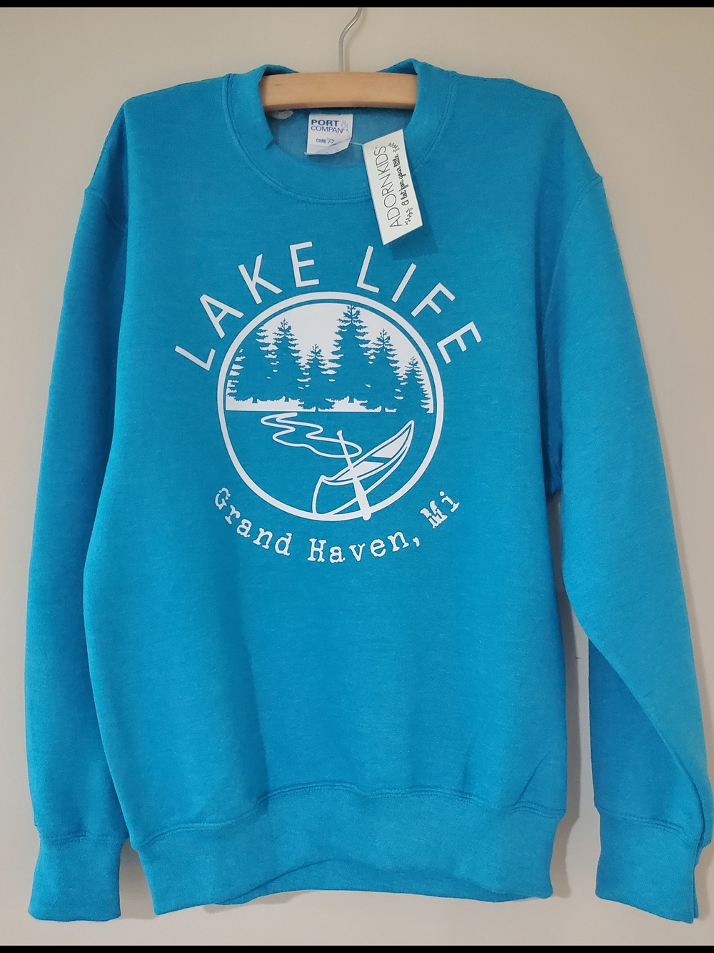 Lake Life Grand Haven Turquoise Graphic Crewneck Sweatshirt